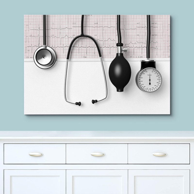 Stéthoscope de médecin, pompe à pression sanguine, photographie de santé, remise en forme, thérapeutique, décoration murale