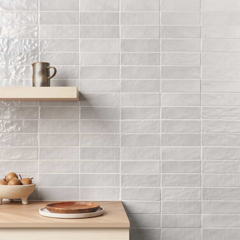 Montauk 2x8 Mixed Finish Ceramic Tile, Gin White