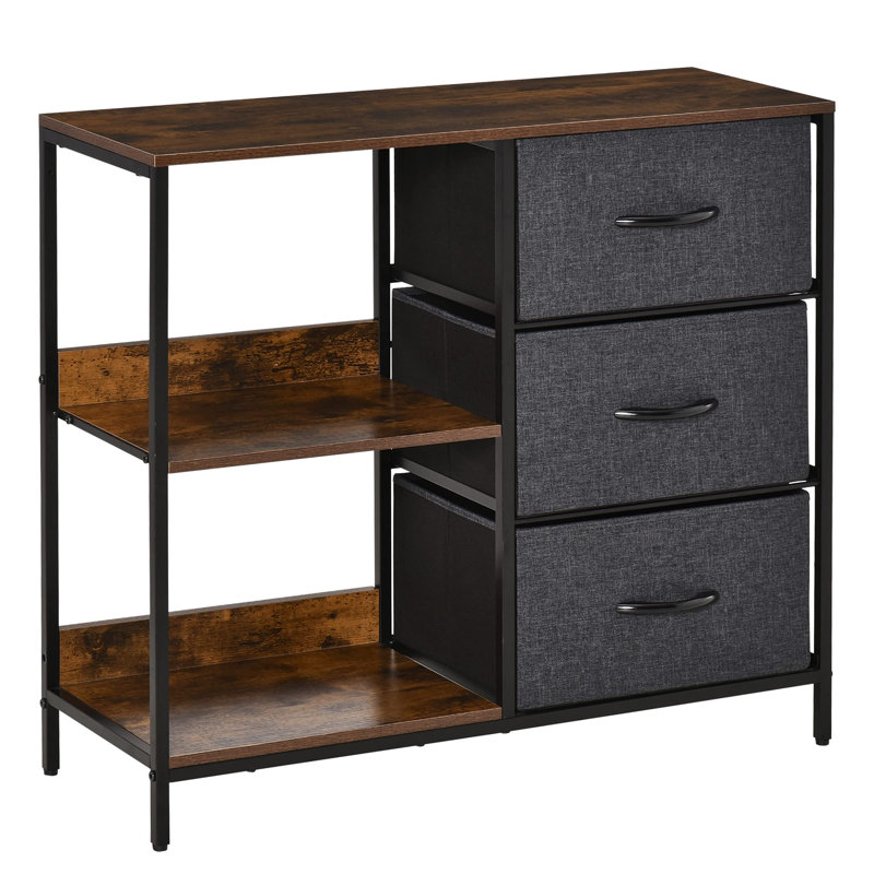 Gelilah Steel 80cm W 3 - Drawer Chest of Drawers, Black/Brown