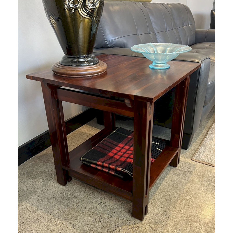 Damius Solid Wood End Table, Mahogany