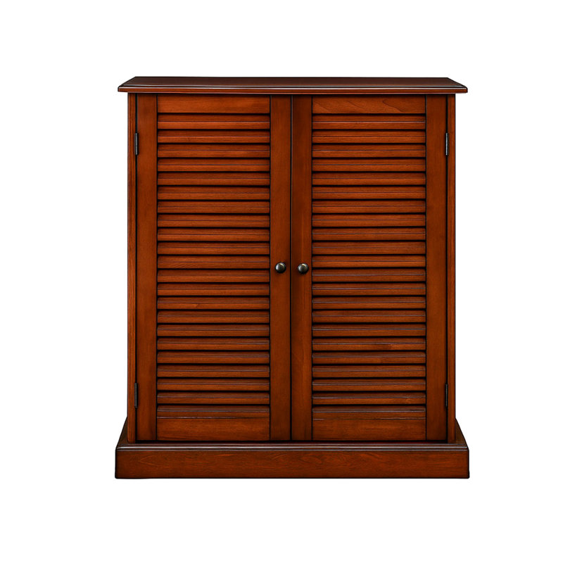 Armoire à chaussures en chêne massif à 5 tablettes Louvered Doors, pour plus de rangement