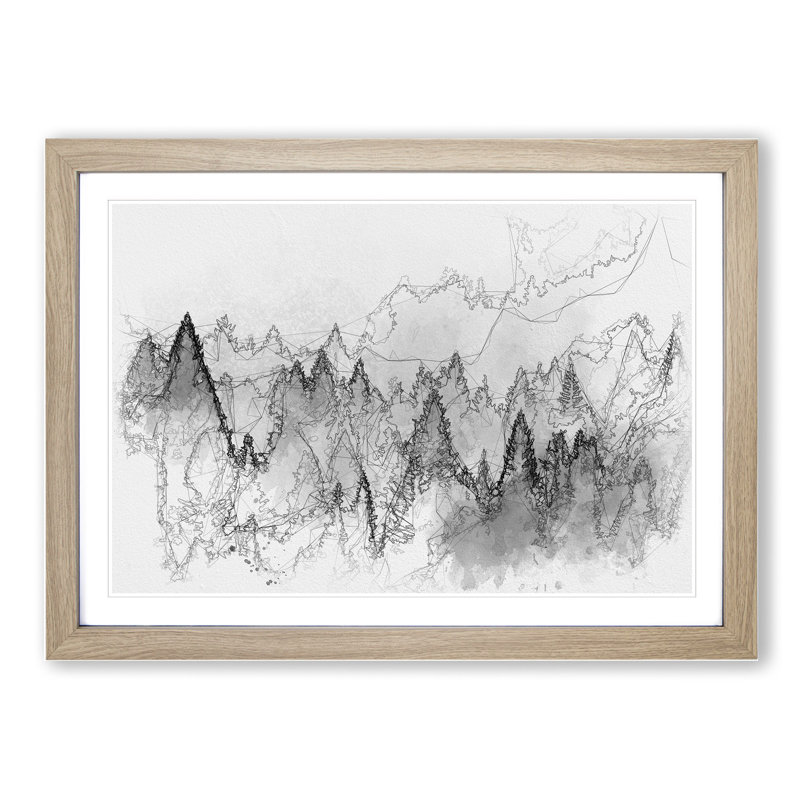 The Misty Forest - Picture Frame Graphic Art, 36cm H x 48cm W x 2cm D, Oak Framed