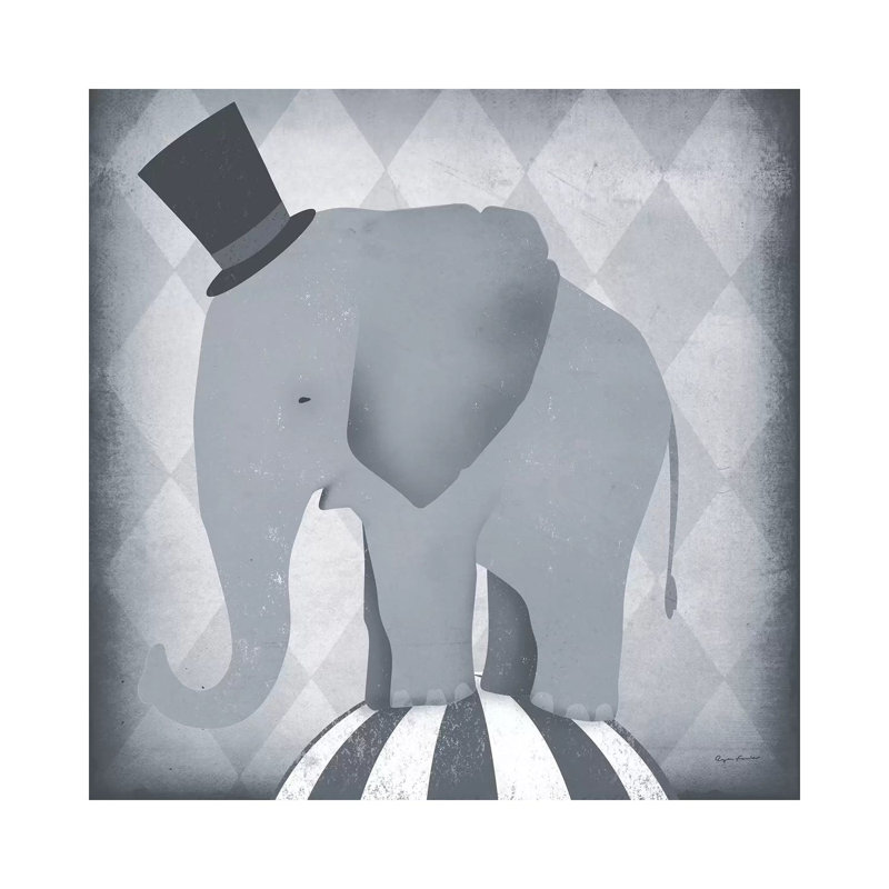 «Circus Elephant» par Ryan Fowler - impression d'art graphique, Toile tendue, Pas de tapis, H 37 po x l 37 po x P 1,5 po