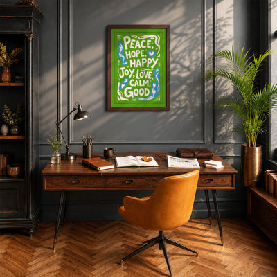Peace, Hope, Happy, Joy Typography - Framed Print