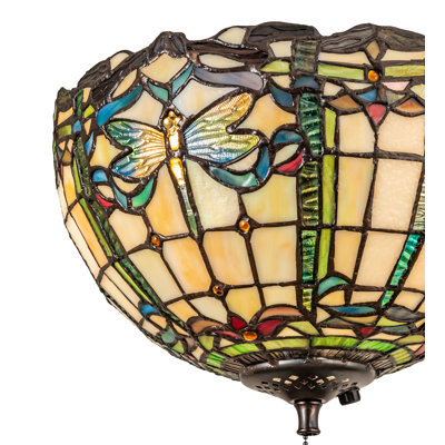 Meyda Tiffany & Stained Glass 12'' 3 - Light Mahogany Bronze Bowl Ceiling Fan Light Kit