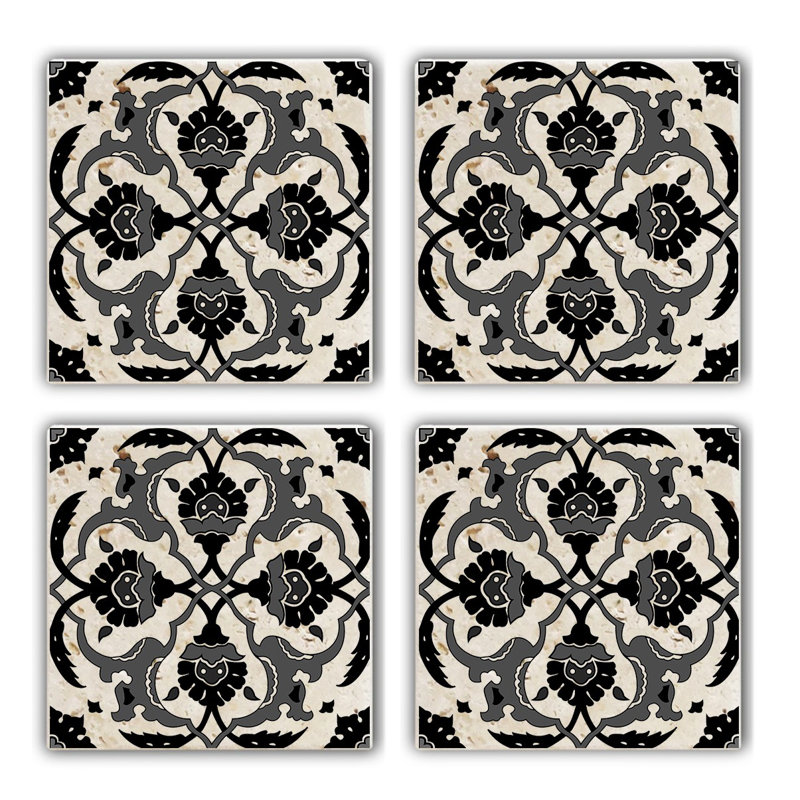 Premium Natural Stone Glass Mat Set (4 Pieces), 3.9 x 3.9 x 0.4 inches | 100% Natural Stone for Durability & Elegance | Perfect for Protecting Surfaces, Ideal for Home & Office Use, Stylish & Functional Design