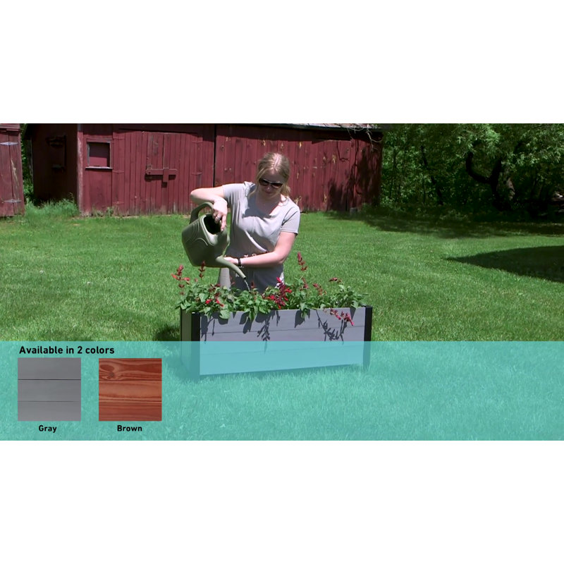 Gray Acacia Wood Raised Garden Bed Planter Box with Removable Bag