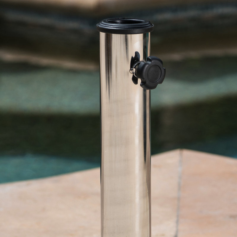 Base de parasol de patio pour l'extérieur - Acier inoxydable noir, carré 21,24 po x 3,15 po