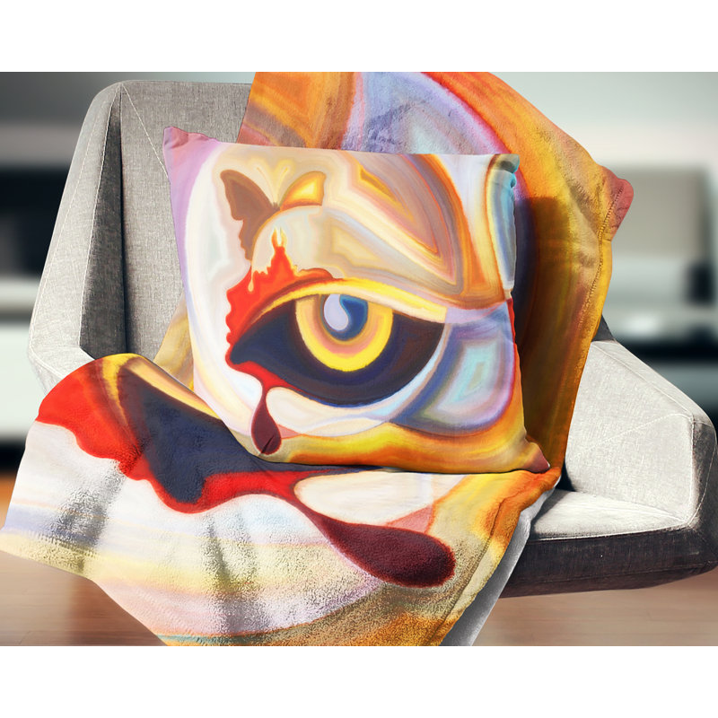 Eye s Intuition - Coussin imprimé abstrait, 16 po x 1 po, Carré