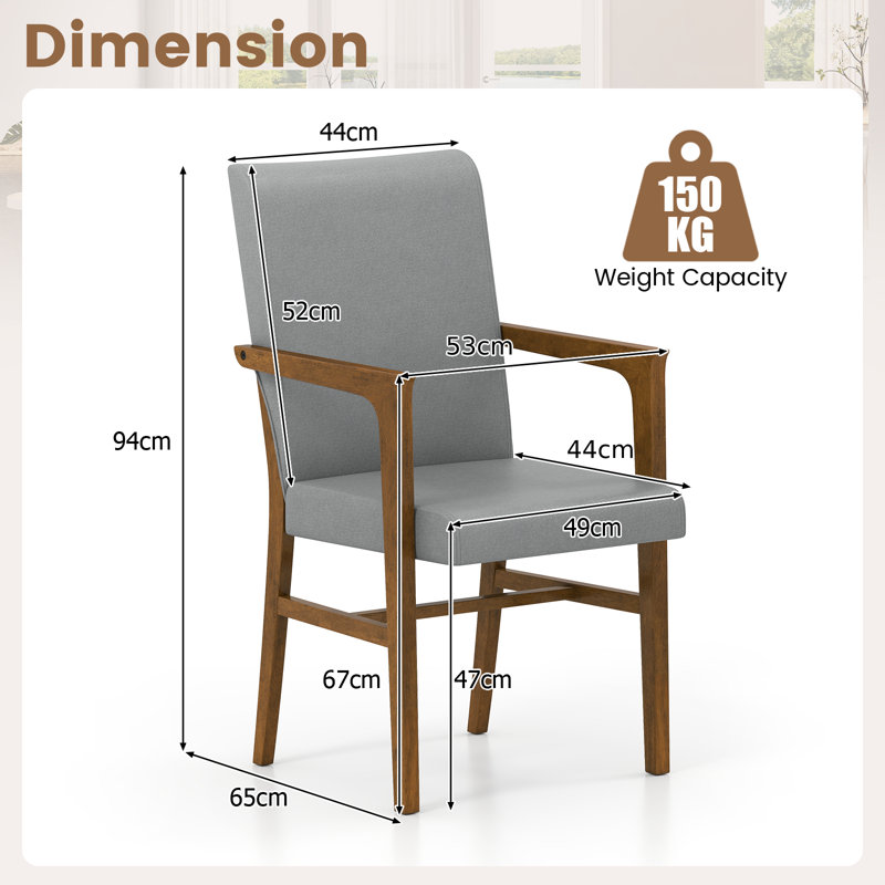 47cm H Upholstered Armchair in Grey