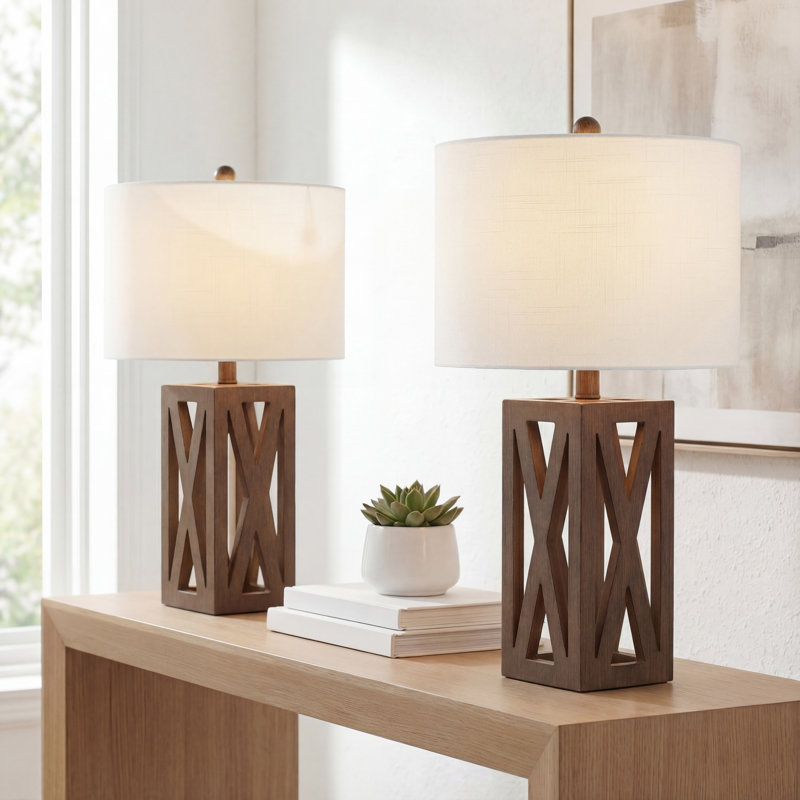 Briea Wood Table Lamp, Brown
