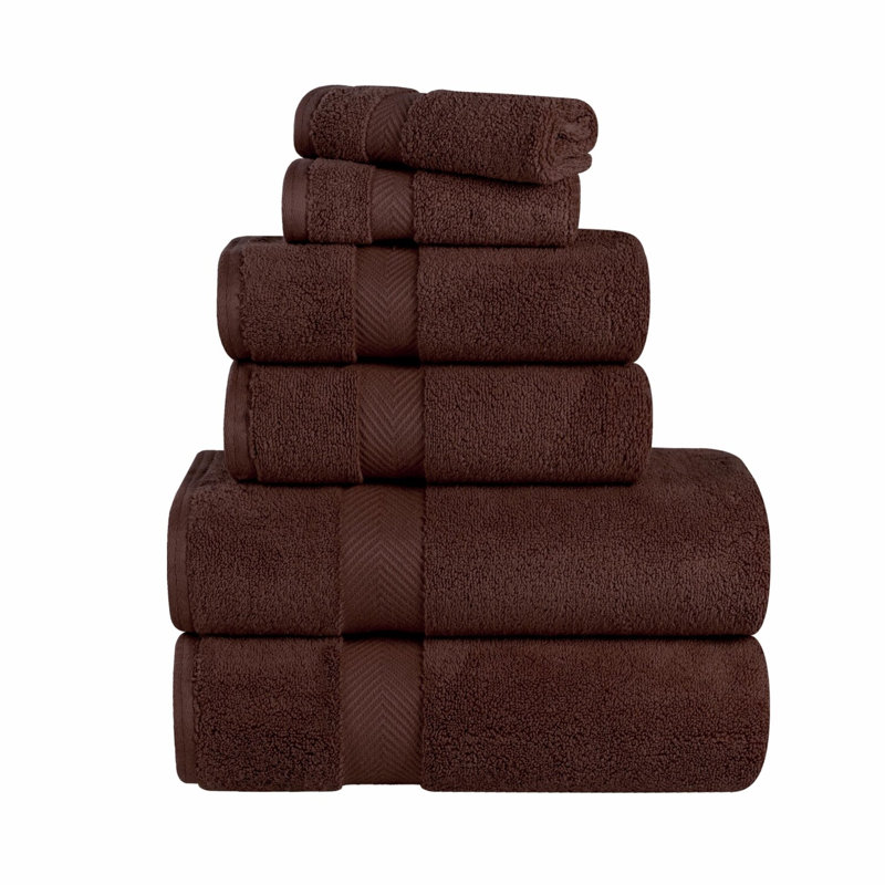 UltraSoft Zero Twist Cotton Towel Set - 6 Piece Premium Collection: 2 Bath Towels, 2 Hand Towels, 2 Washcloths - Super Fluffy, Absorbent, Espresso