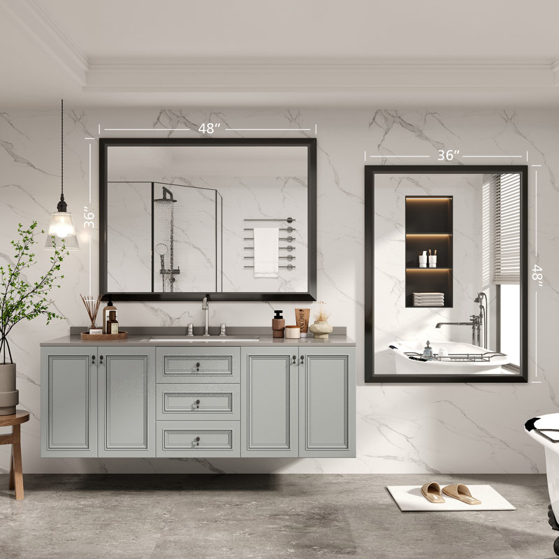Miroir de meuble-lavabo mural Molly, 48 po x 36 po, Noir