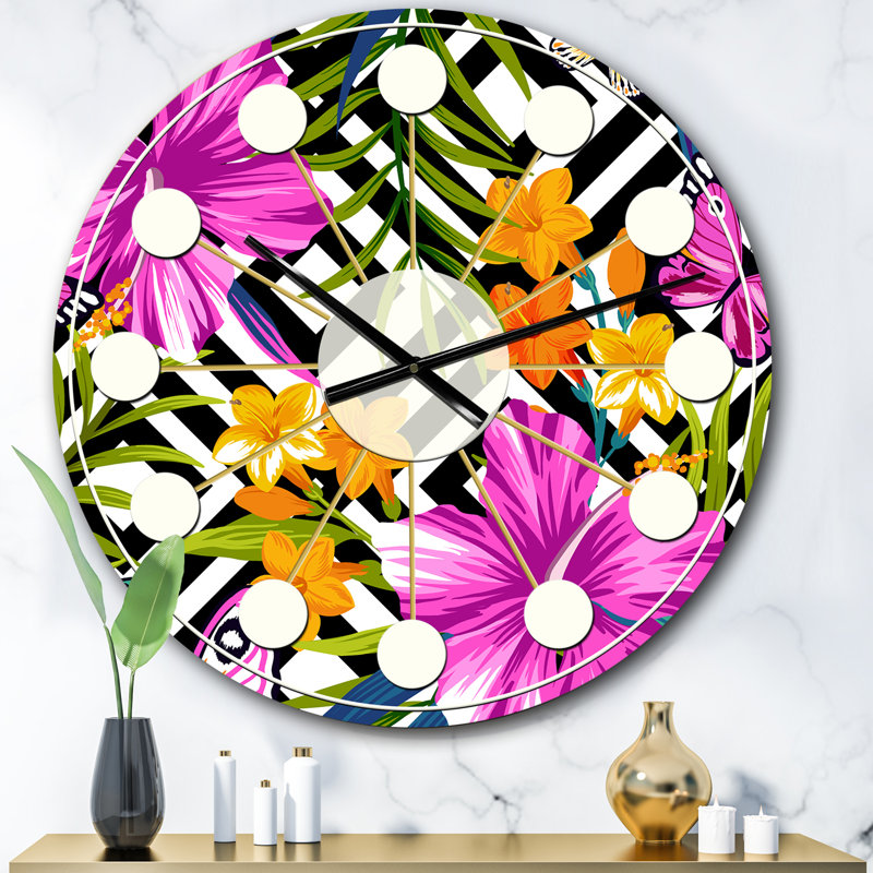 Horloge murale style tropical Mid-Century, Surdimensionné