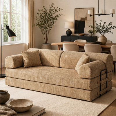 4-in-1 Convertible Sleeper Sofa with Bouclé Fabric