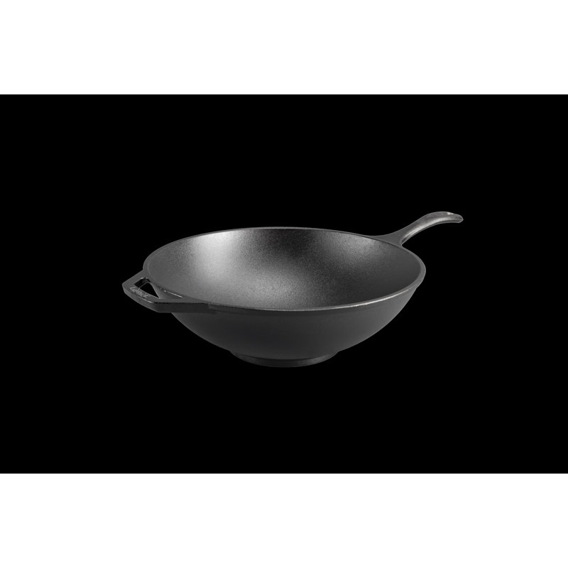 12.5 Inch Black Cast Iron Chef Style Wok