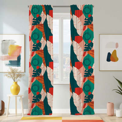 Semi Sheer Modern Print Curtain Single Panel
