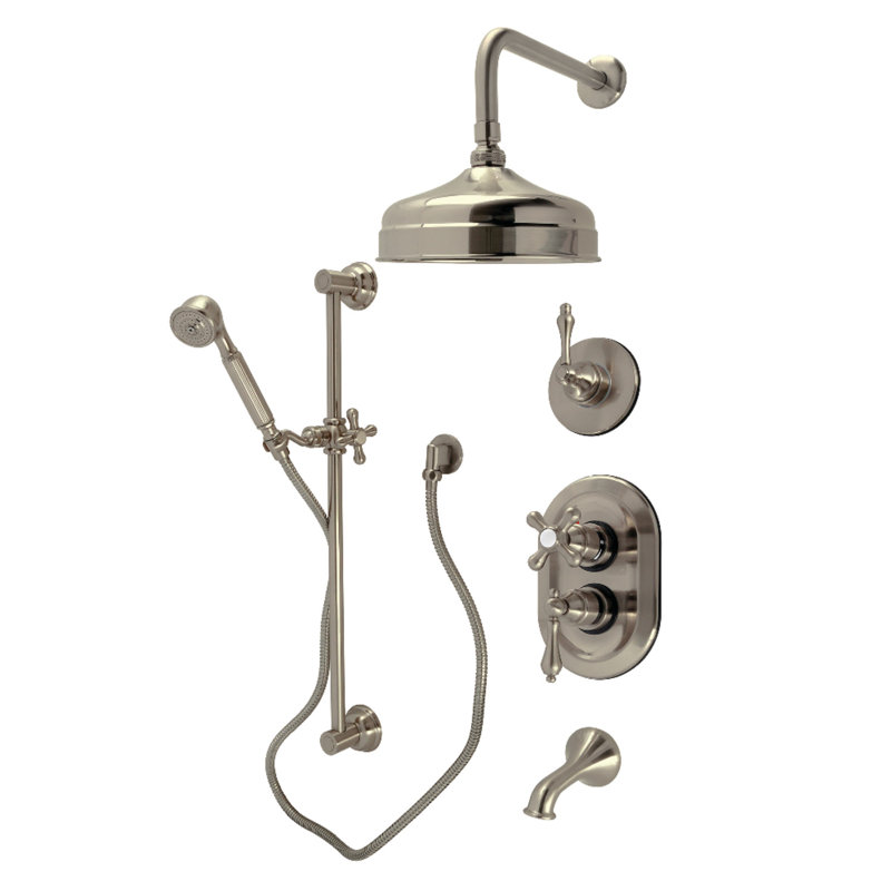 Kingston Restoration Thermostatic Tub and Shower System, Brushed Nickel