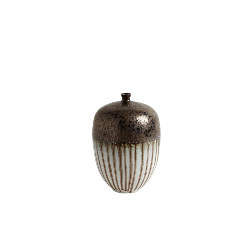 Récipient à rayures en bronze réactif, H 13 po x l 8,5 po x P 8,5 po
