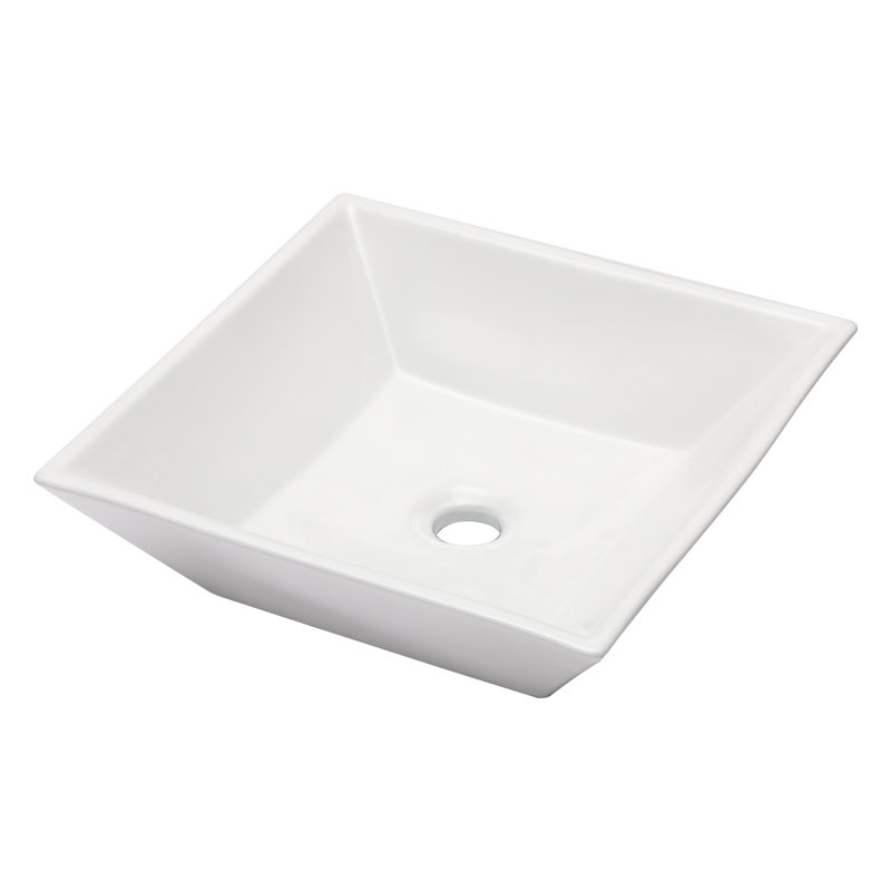 White Ceramic Square Vessel Bathroom Sink