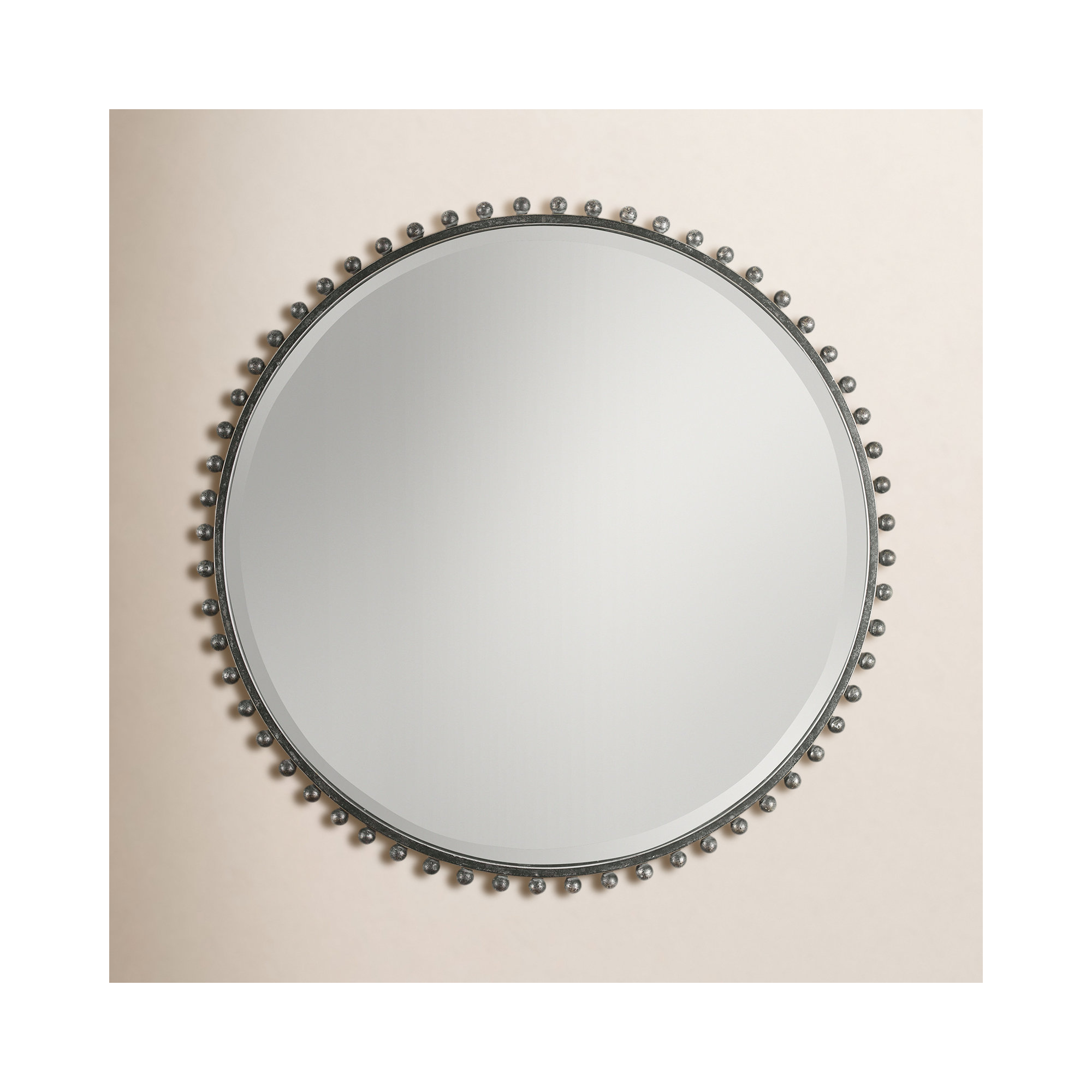 Bedonia 32" Round Metal Wall Mirror, Black