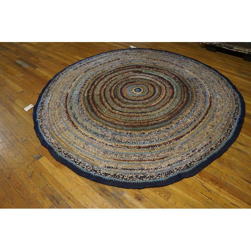 Antique Braided American Usa Allover Geometric Hand Knotted Pile Rug