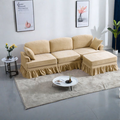 Canapé modulaire multifonctionnel en bois de chenille de 103,15 pouces, sièges pour la maison moderne