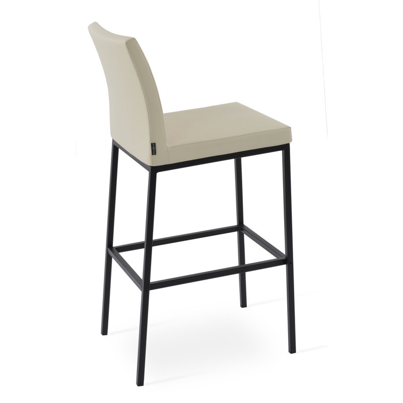 Tabouret Aria, Tabouret de bar (siège d'une hauteur de 29 po), Noir, Laine marron foncé
