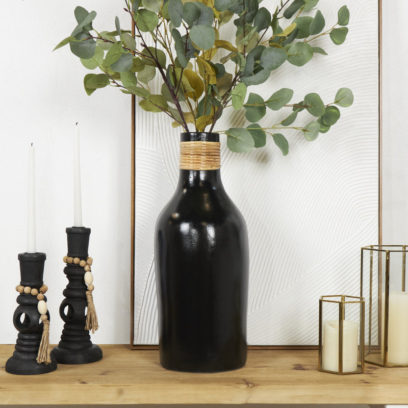 Terracotta Decorative Bottle, 19.15" H x 7.85" W x 7.85" D, Black