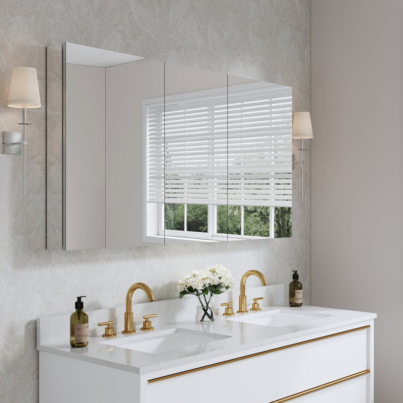 30''H Recessed Or Surface Wall Mount Bathroom Medicine Cabinet With Adjustable Glass Shelves