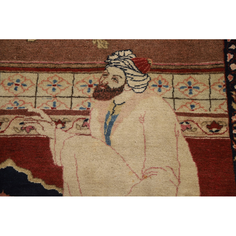 One-of-a-Kind 4'4'' X 6'11'' Before 1900 Wool Area Rug in Beige