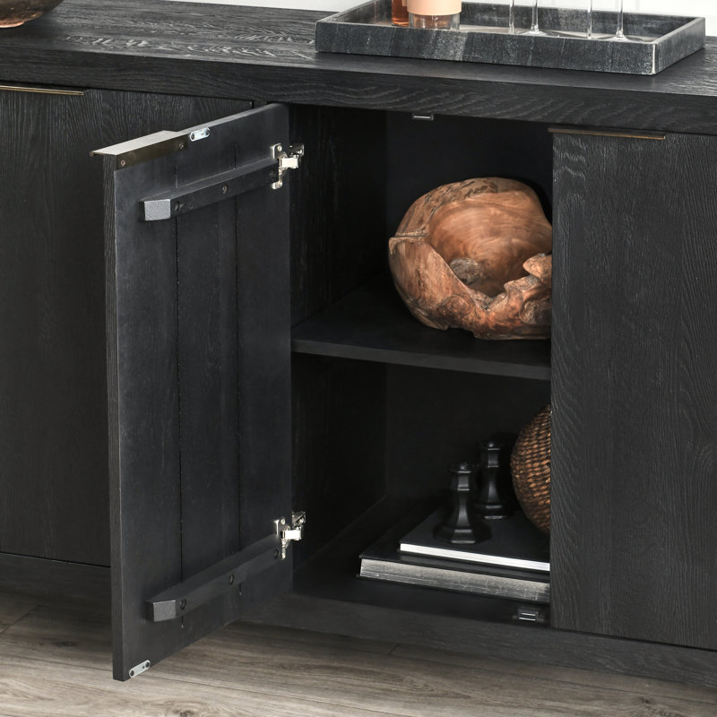 Buffet en chêne massif de 72 po de largeur Block, Noir