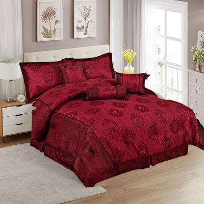 Icahn Bedspread Set with Neck Roll Pillow, Pillow Shams, Cushions and Sheet