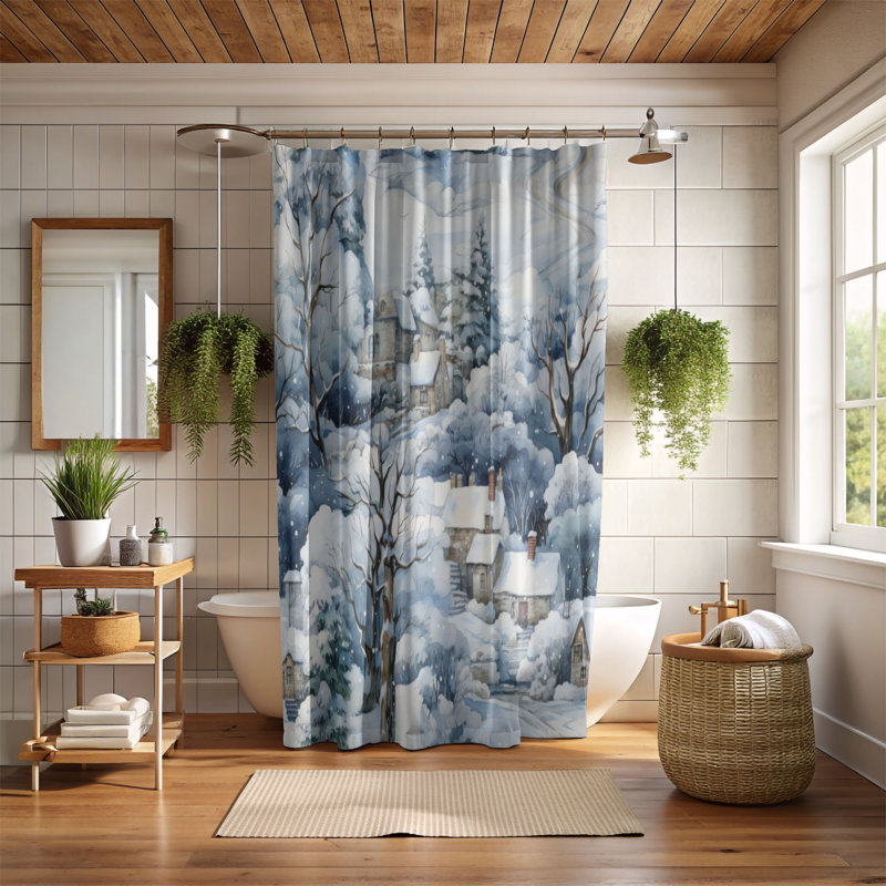 Rideau de douche Premium, H 74 po x l 71 po, Royaume enneigé