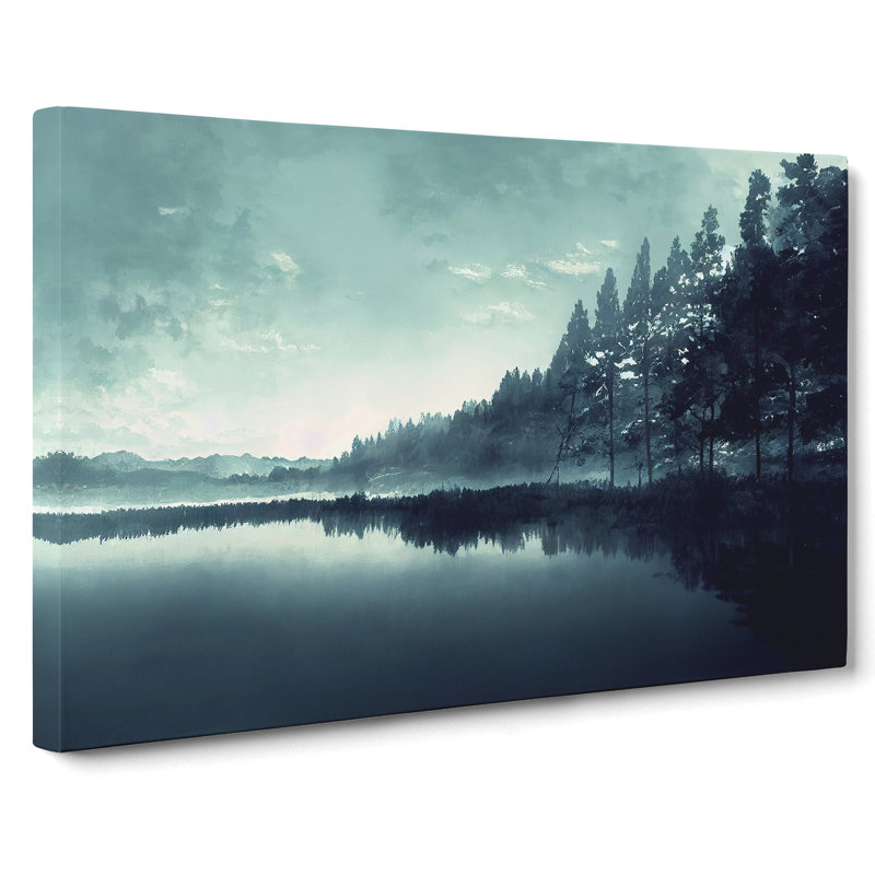 Misty Forest Lake View - Wrapped Canvas, 50cm H x 76cm W x 3cm D