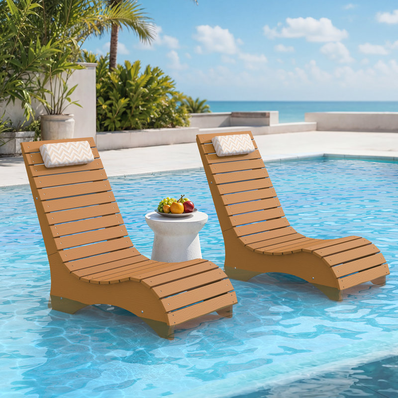 Chaise longue d'extérieur Ariel Aquawave (ensemble de 2), Teck