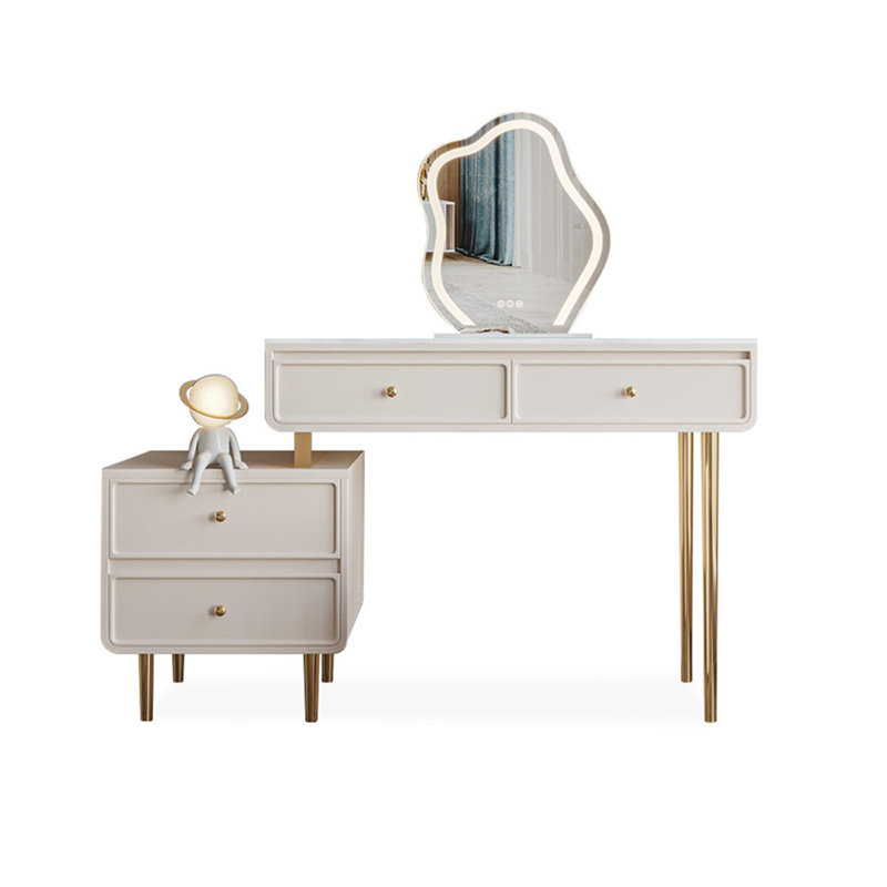 Coiffeuse de maquillage avec miroir lumineux, 4 tiroirs