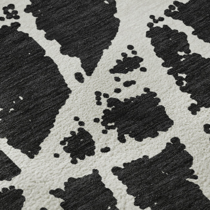 Premium Machine Washable Cerrito AMF501 Black Rug, Rectangle 10' x 14'