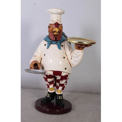 Small Rooster Cook Butler Statue