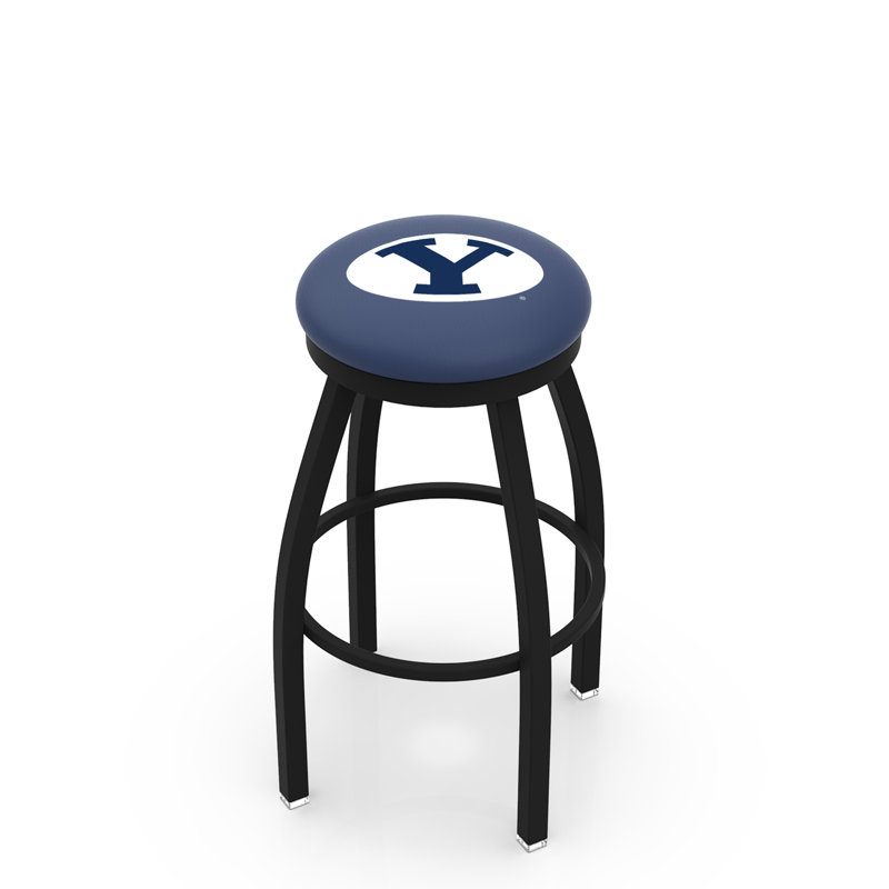 NCAA Swivel 25" Counter Stool, Black Wrinkle, Brigham Young University