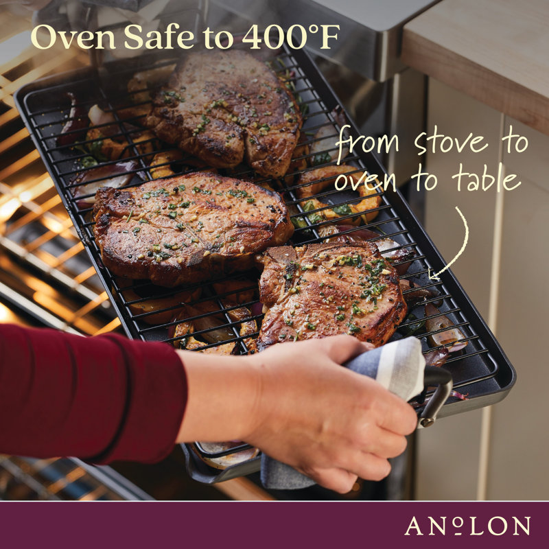Anolon Advanced Home Hard Anodized Nonstick Double Burner Griddle, 10 Inch X 18 Inch, Black
