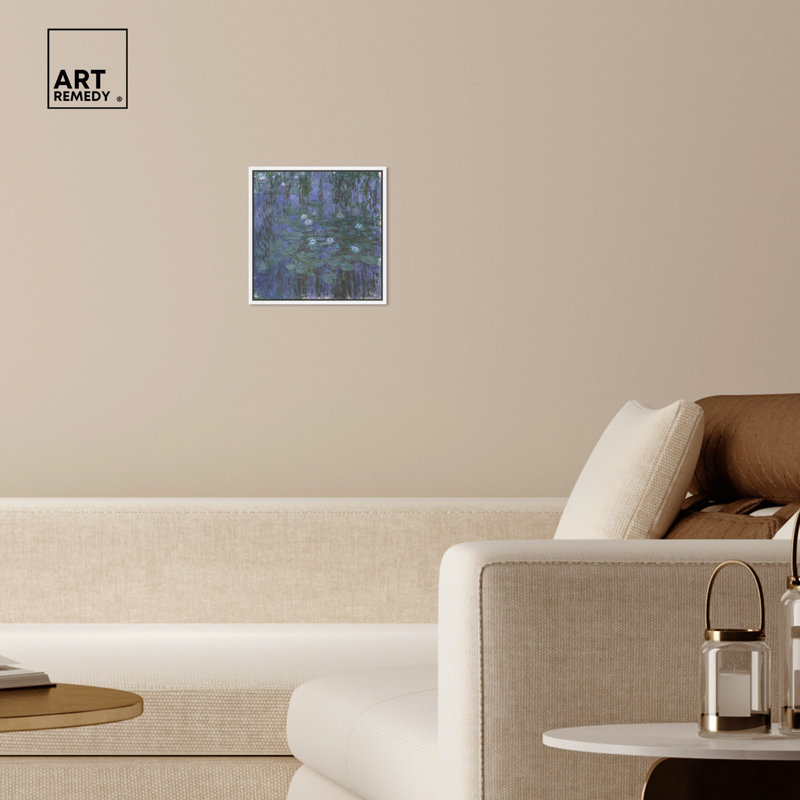 Art mural Monet, H 13 po x l 13 po, Cadre blanc