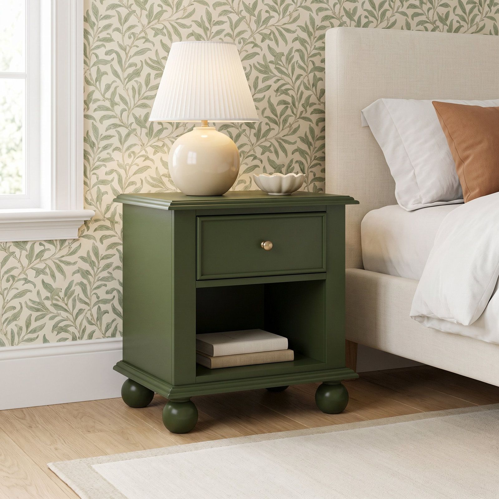 1-Drawer Mahogany Nightstand, Milkstone