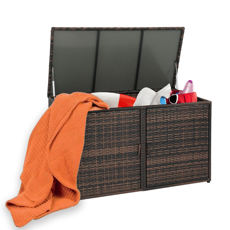 Coffre de terrasse en osier brun 96 gallons Winado