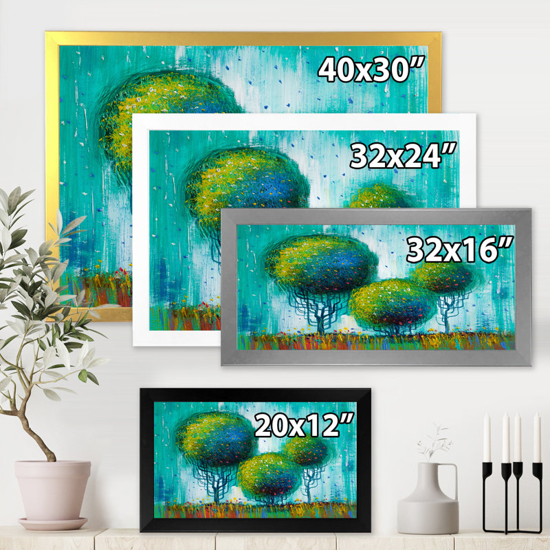 «Trees Impressionist Landscape II», reproduction d'art sur toile, H 16 po x l 32 po x p 1 po, Encadrement doré