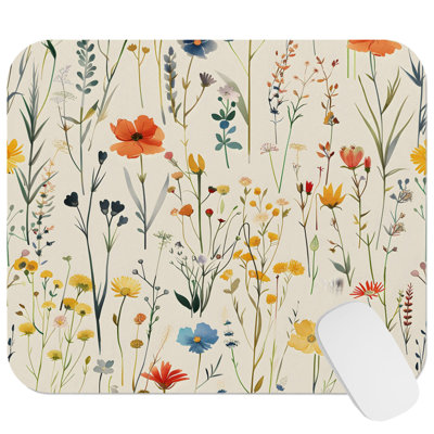 Botanical Wildflowers Dream XVI Cottage Gaming Cute Office Laptop Desk Pad Gift Mat Square Rectangle Non-Slip Mousepad