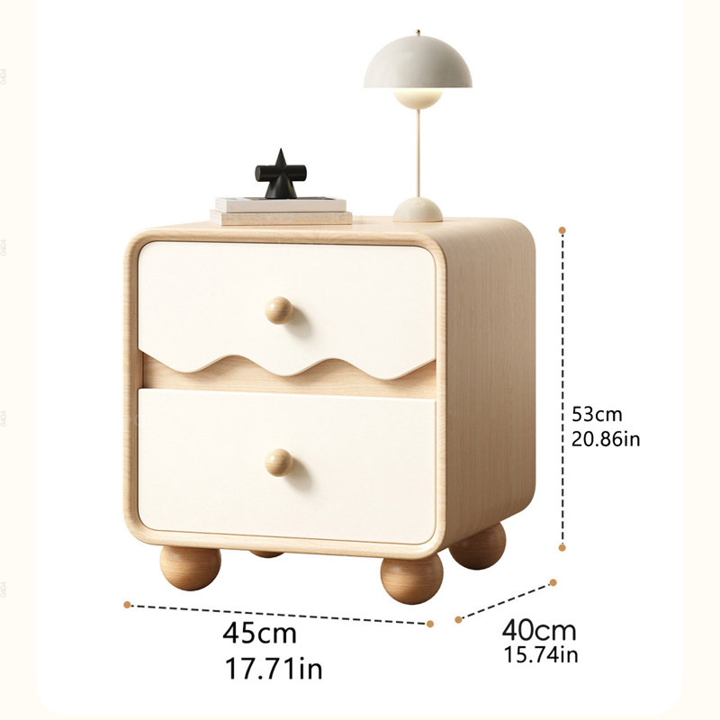 1pc, A Small And Simple Bedside Cabinet Made Of Solid Wood With Wavy Patterns, A Mid-style, Light Luxury And High-end Storage Cabinet For Home Use
