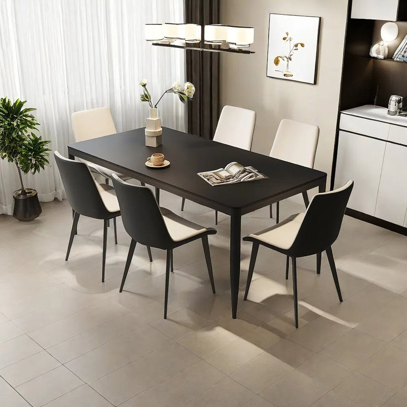 Ensemble de table de salle à manger et de chaises Pure Black Rock, H 29,52 po x L 70,86 po x l 31,49 po