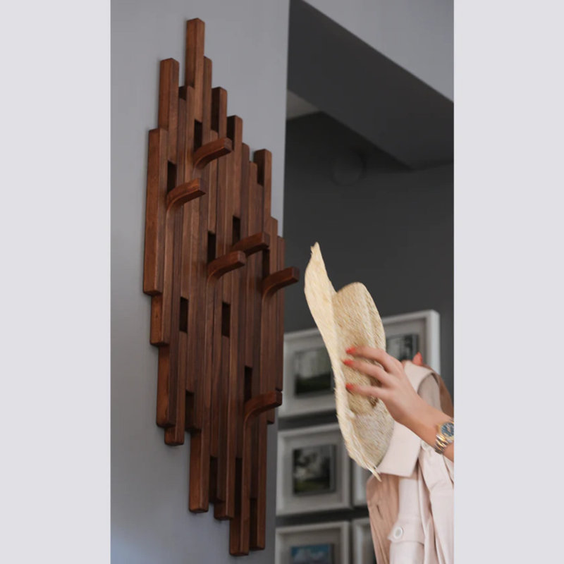 Tetris 6 - Hook Wall Mounted Coat Rack, Light Walnut