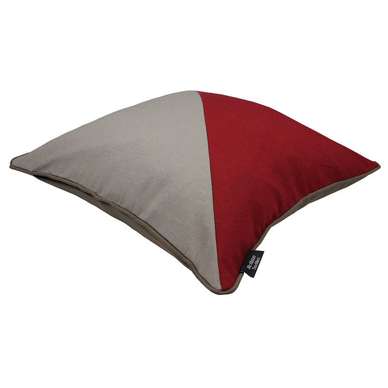 Liana Patchwork Square Cushion, Red/Taupe, 43 x 43cm, No fill